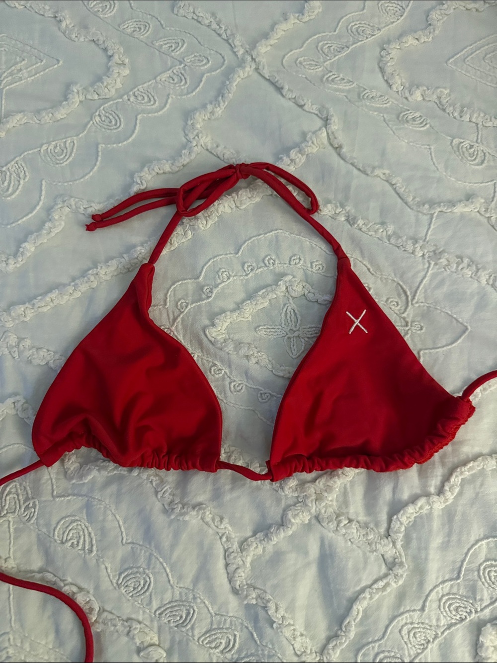 Boutine LA Red Triangle String Bikini Top